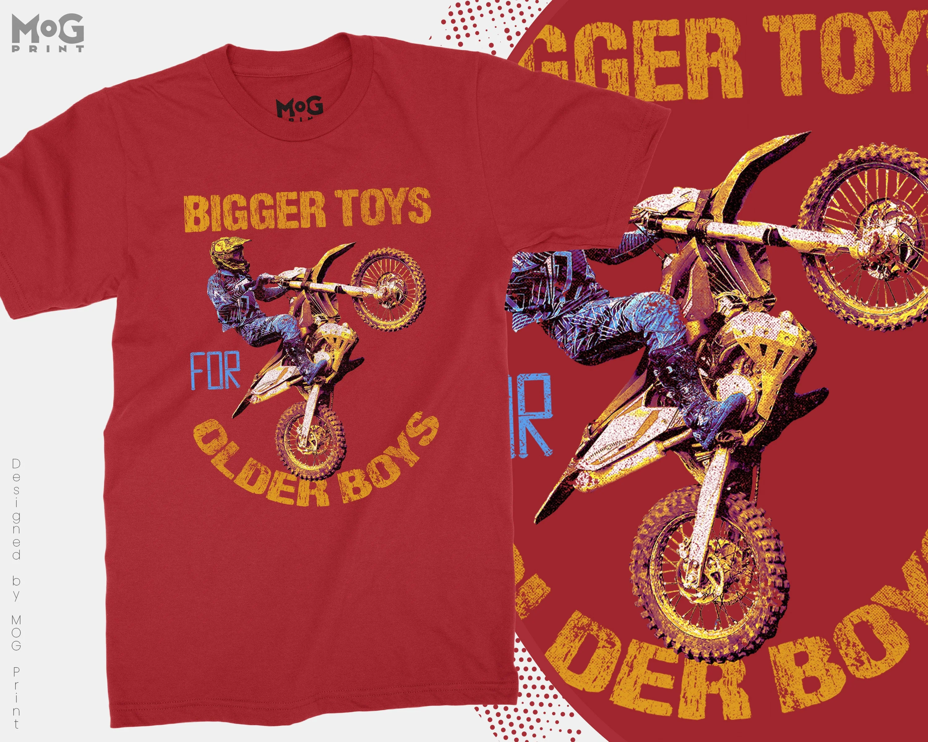 Bigger Toys Older Boys Motorbike Biker Mens Cotton T-Shirt MXGP Motocross T-Shirt Bigger Toys Mens Funny Motorbike MotoX Dirt Bike Scrambler - Image 3
