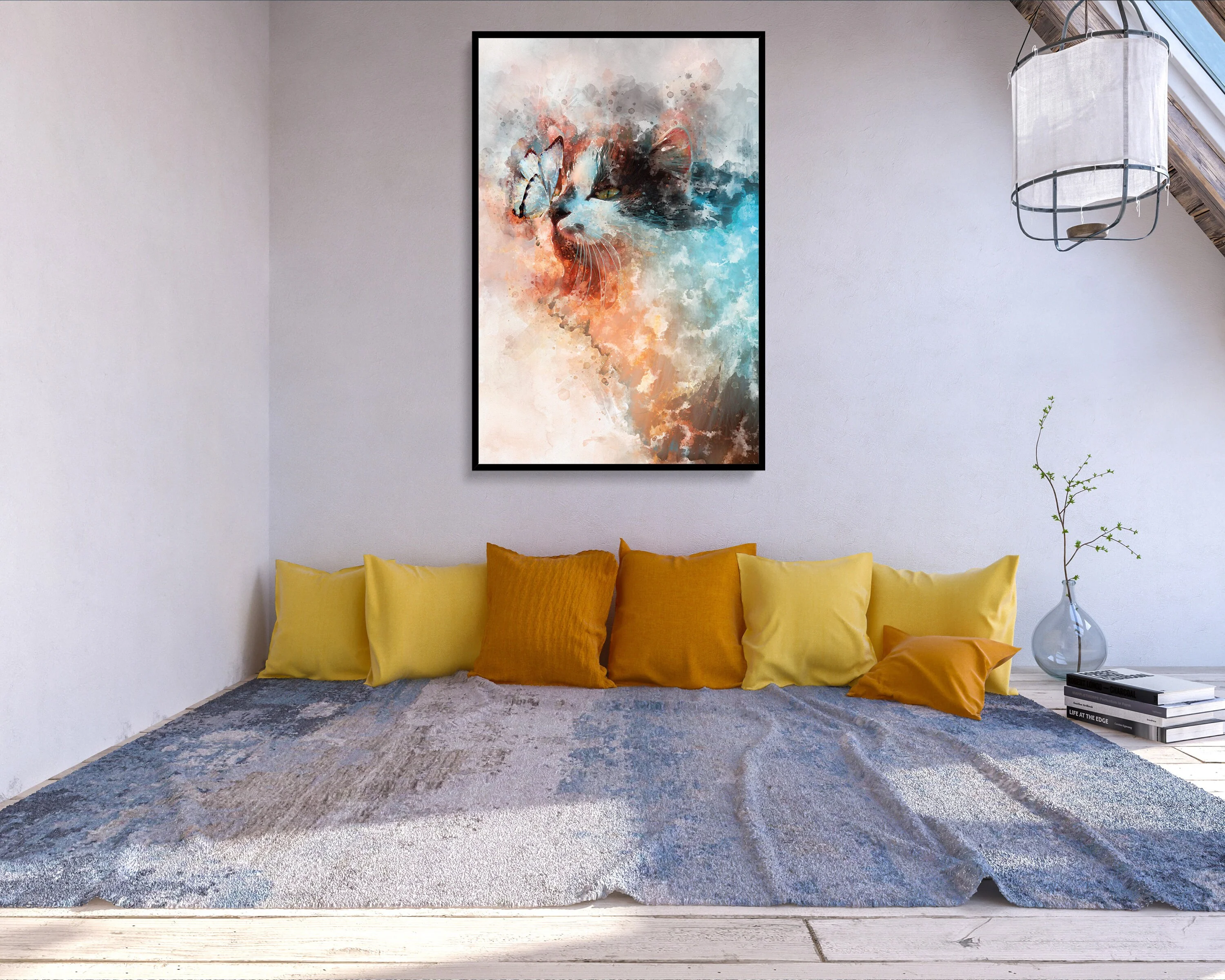 Butterfly & Cat Poster Watercolour Styled Large Wall Art Poster Perfect Gift Home Decor, Premium Quality, Animal Poster Print from A4 - A0 - Image 9