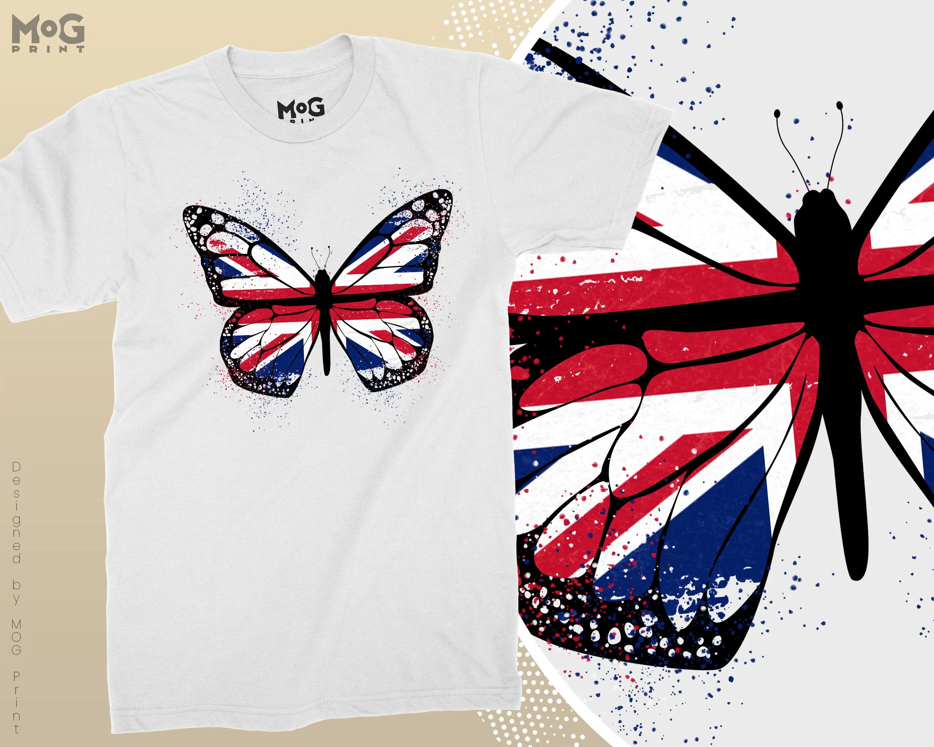 Butterfly UK Flag Graphic T-shirt, Union Jack England Tour Souvenir Memorabilia Gift Top For Men, Splash Streetwear Insect Tee - Image 11