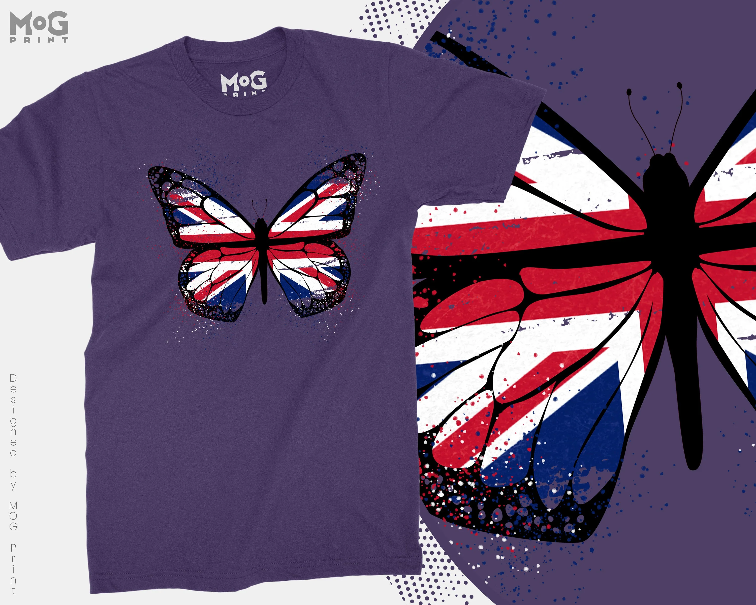 Butterfly UK Flag Graphic T-shirt, Union Jack England Tour Souvenir Memorabilia Gift Top For Men, Splash Streetwear Insect Tee - Image 12