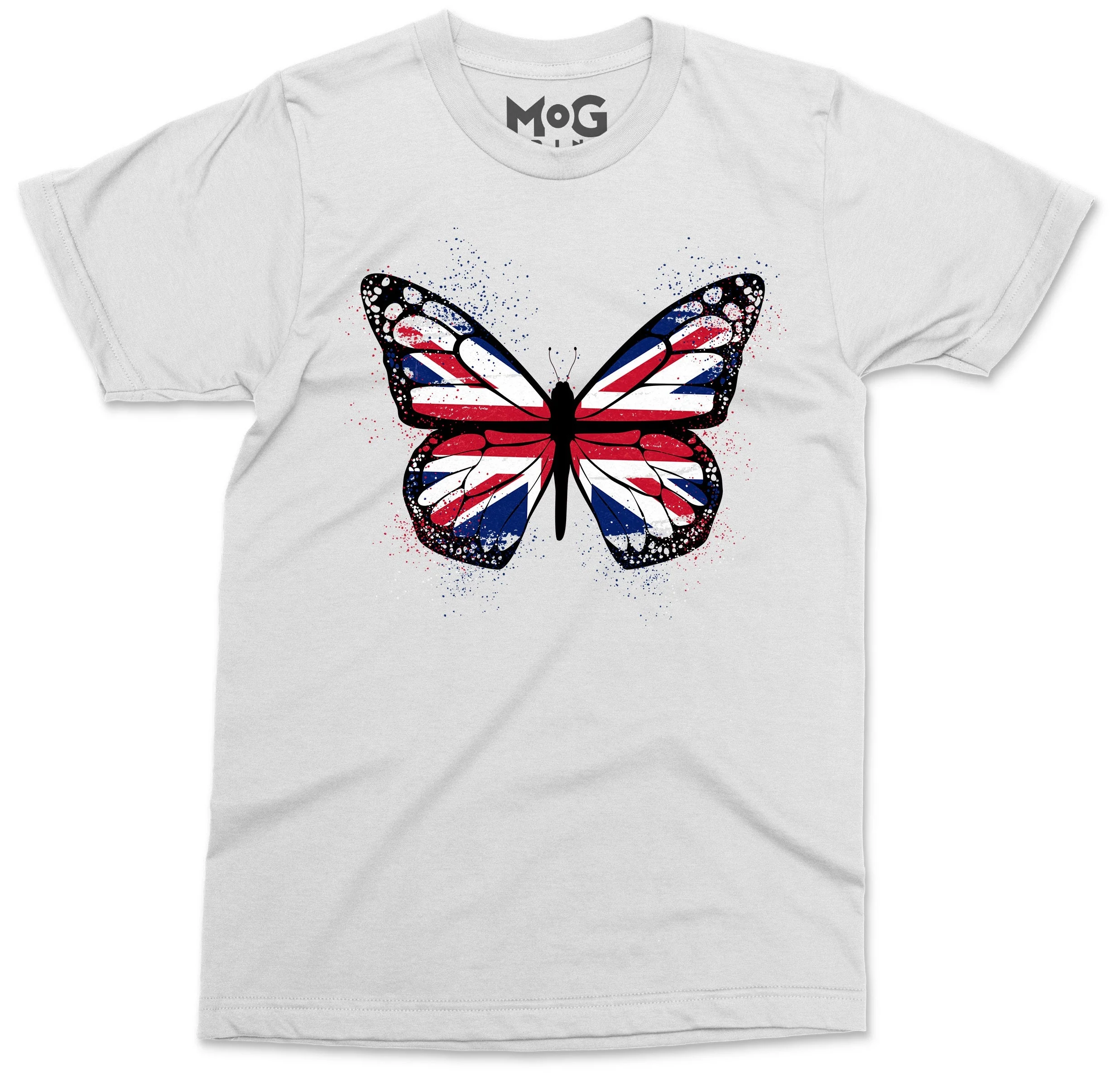 Butterfly UK Flag Graphic T-shirt, Union Jack England Tour Souvenir Memorabilia Gift Top For Men, Splash Streetwear Insect Tee - Image 2