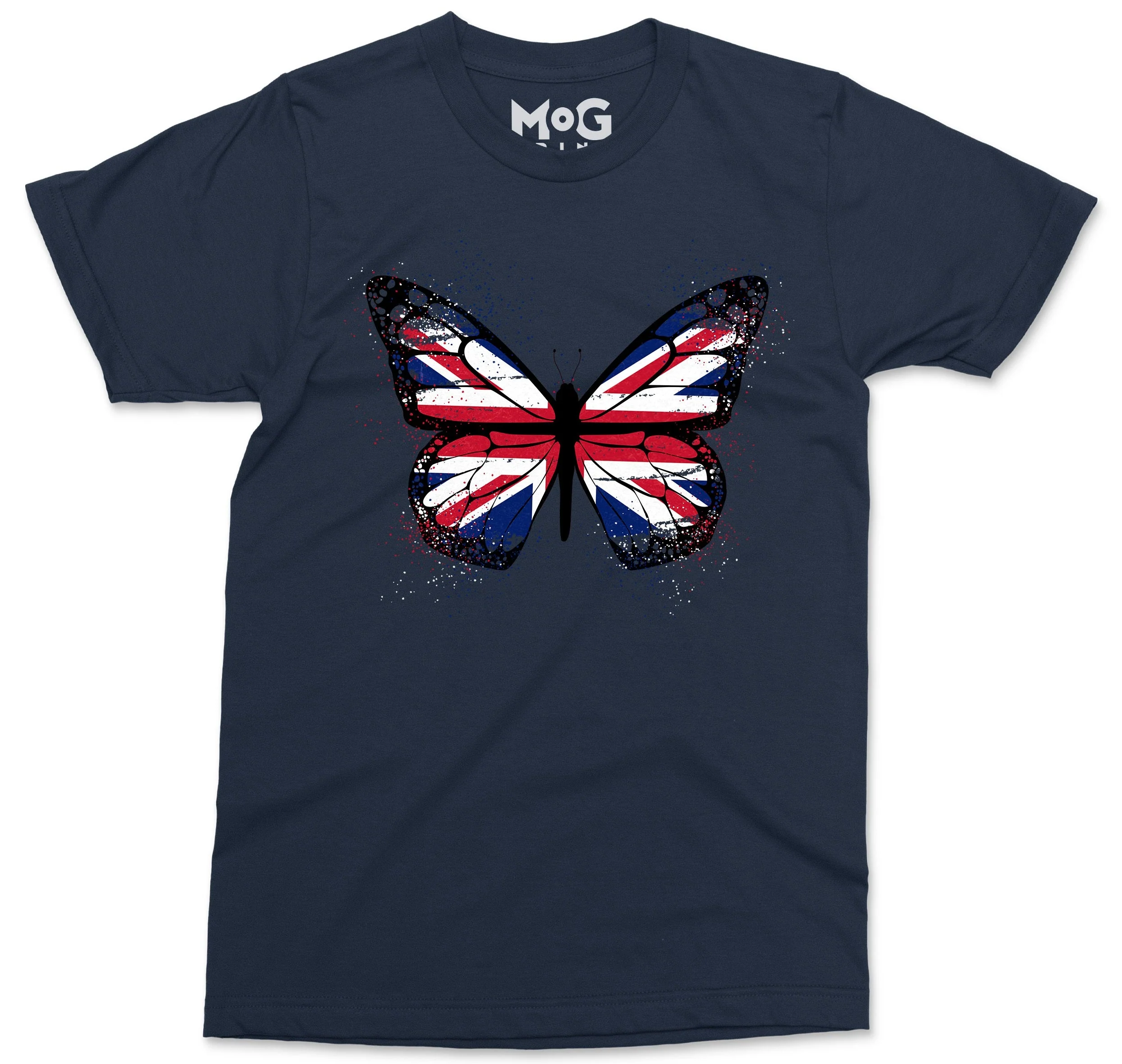 Butterfly UK Flag Graphic T-shirt, Union Jack England Tour Souvenir Memorabilia Gift Top For Men, Splash Streetwear Insect Tee - Image 4