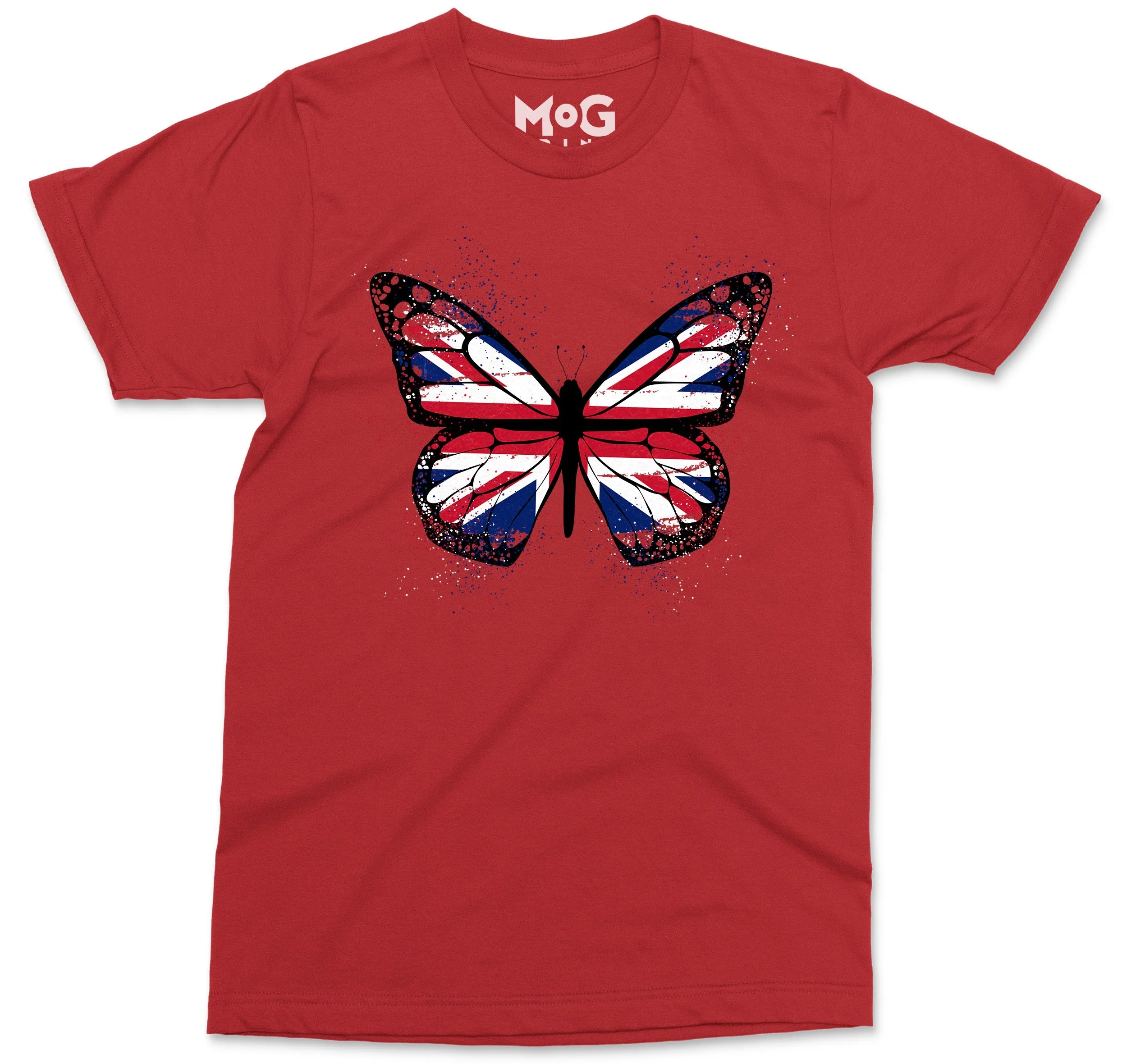 Butterfly UK Flag Graphic T-shirt, Union Jack England Tour Souvenir Memorabilia Gift Top For Men, Splash Streetwear Insect Tee - Image 7