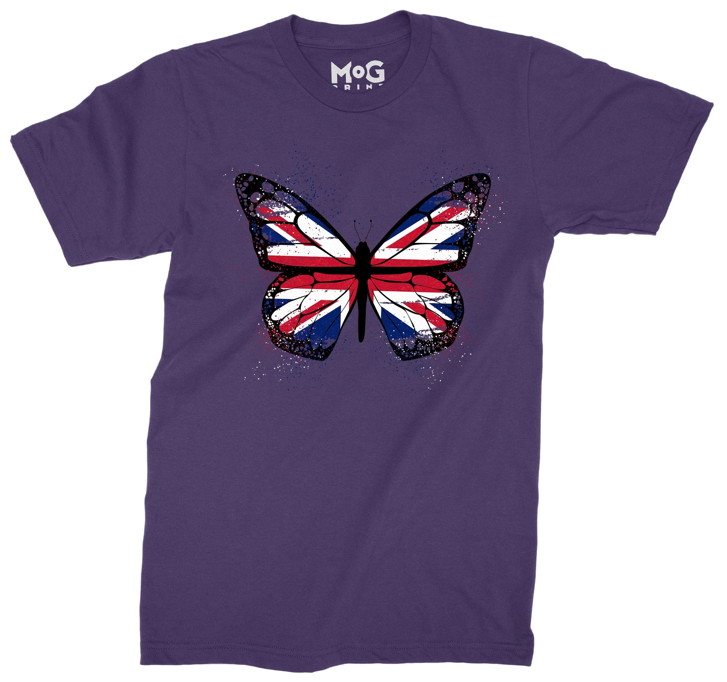 Butterfly UK Flag Graphic T-shirt, Union Jack England Tour Souvenir Memorabilia Gift Top For Men, Splash Streetwear Insect Tee - Image 9