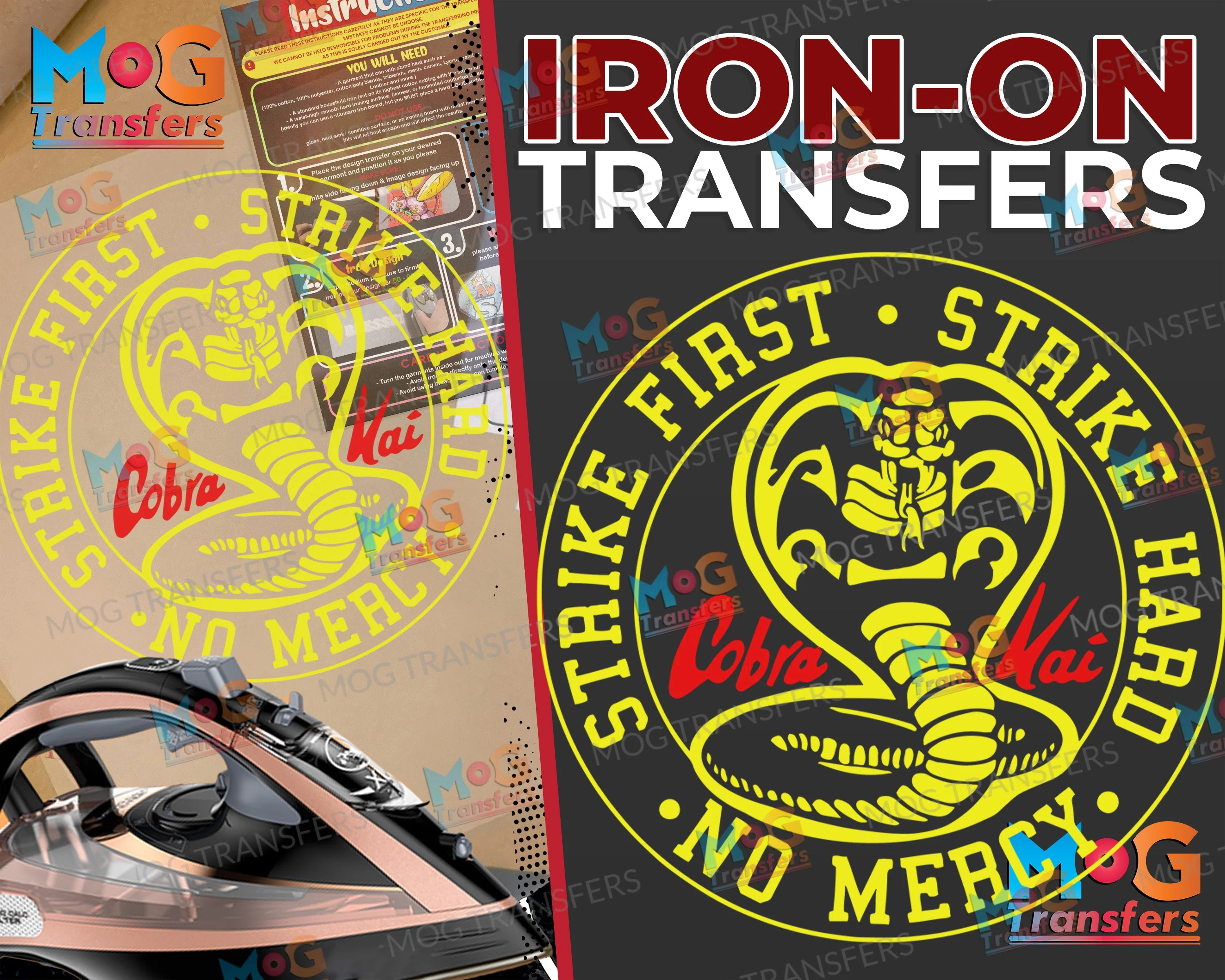 Cobra Kai Logo Iron on Transfer T-shirt, Cobra Kai Gifts, MMA Tshirt Mr Miyagi Dojo Karate Kid Gi Cobra Kai Print Patch Badge Garment Top