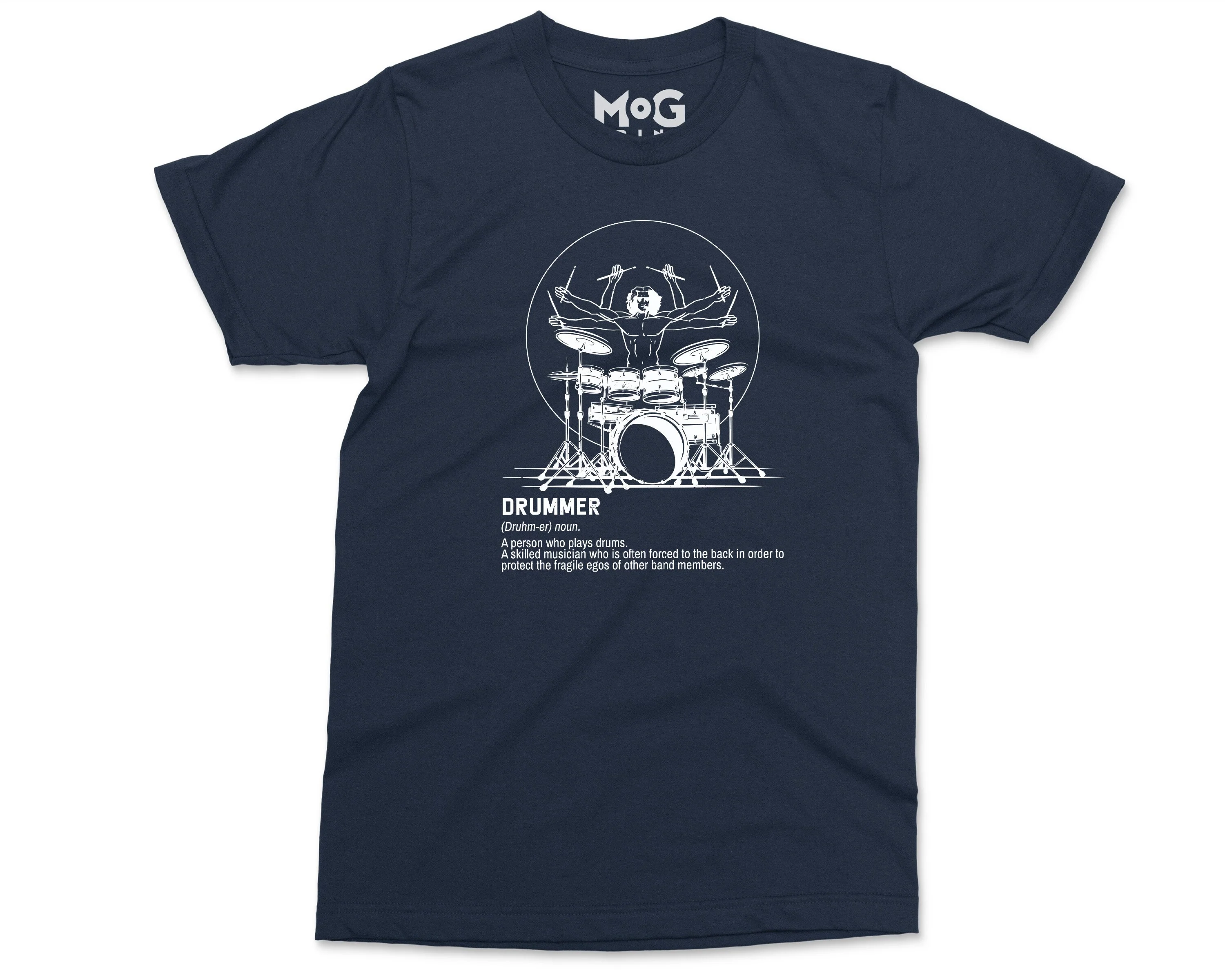 Drummer Vitruvian Man T-shirt Funny Drumming Shirt, Gift for Drums Player, Music Rock Band Gifts, Rock n Roll Drummer Instrument - Unisex - Image 3