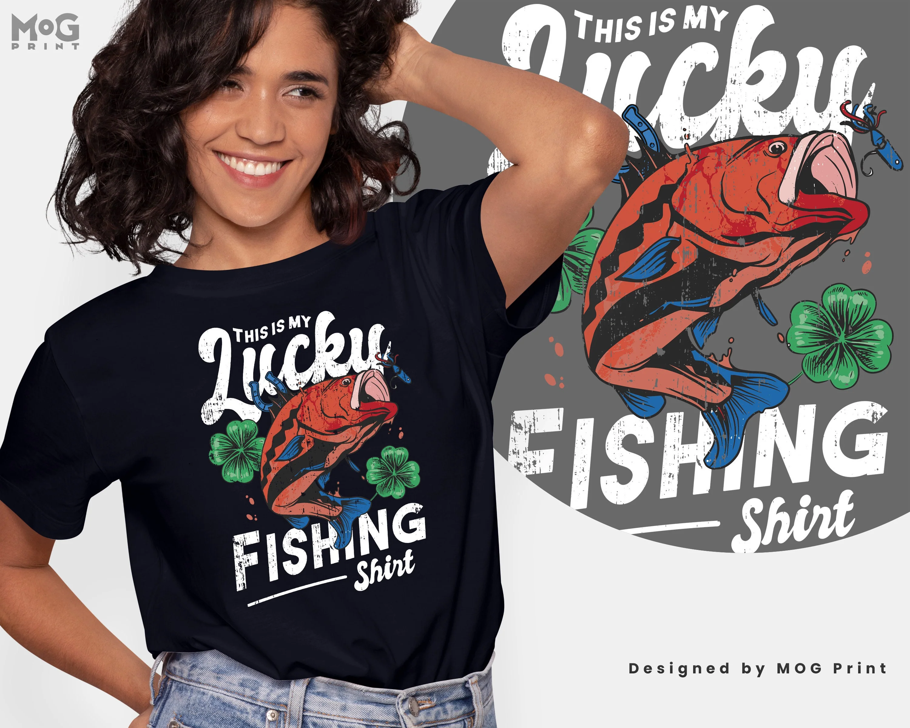 Fishing t-shirt This is my Lucky Fishing Shirt Fisherman Slogan mens t-shirt gift - Image 3