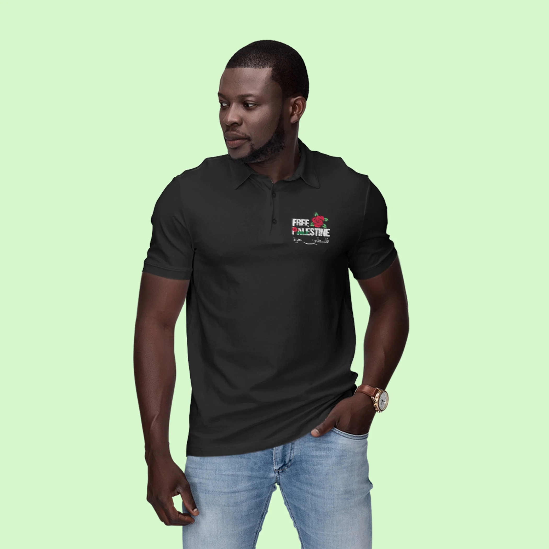 Free Palestine Solidarity Freedom No War Polo T-shirt, Stand With Palestinians Anti-War Peaceful Tee For Men Women, Support Just Cause - Image 3