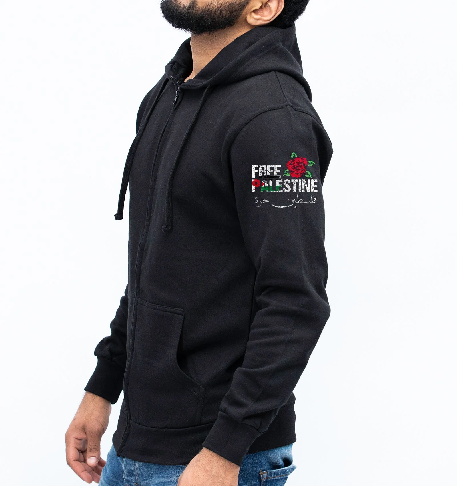 Free Palestine Stop War Liberation Zip Hoodie, Save Palestinians Anti-Israel Occupation Peaceful Protest Support Palestine Top For Adults - Image 3