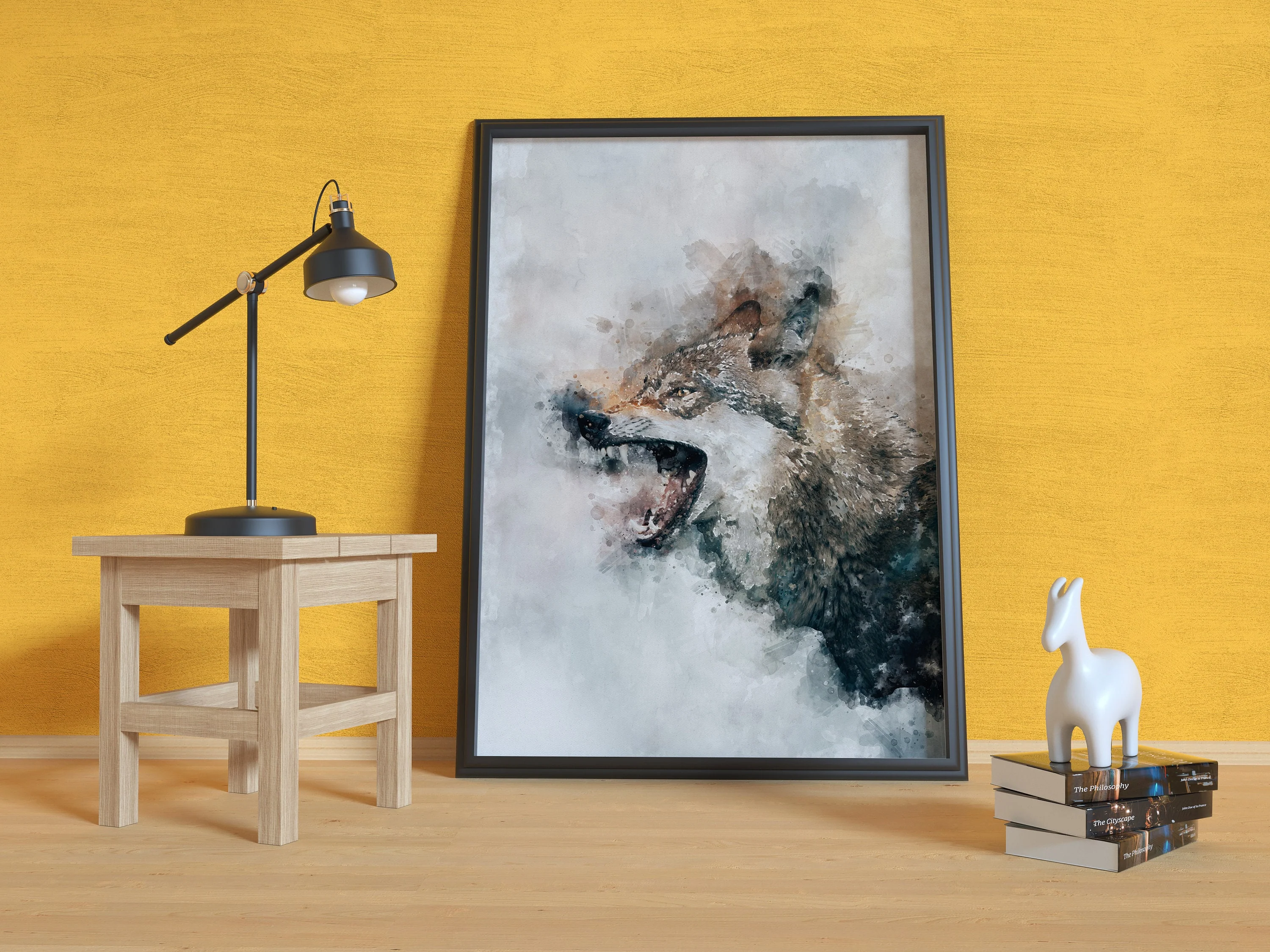 Grey Wolf Poster Water Art Styled Alpha Fangs Large Wall Art Perfect Gift Home Decor, Premium Quality, Animal Poster Print From A4 - A0 - Image 3
