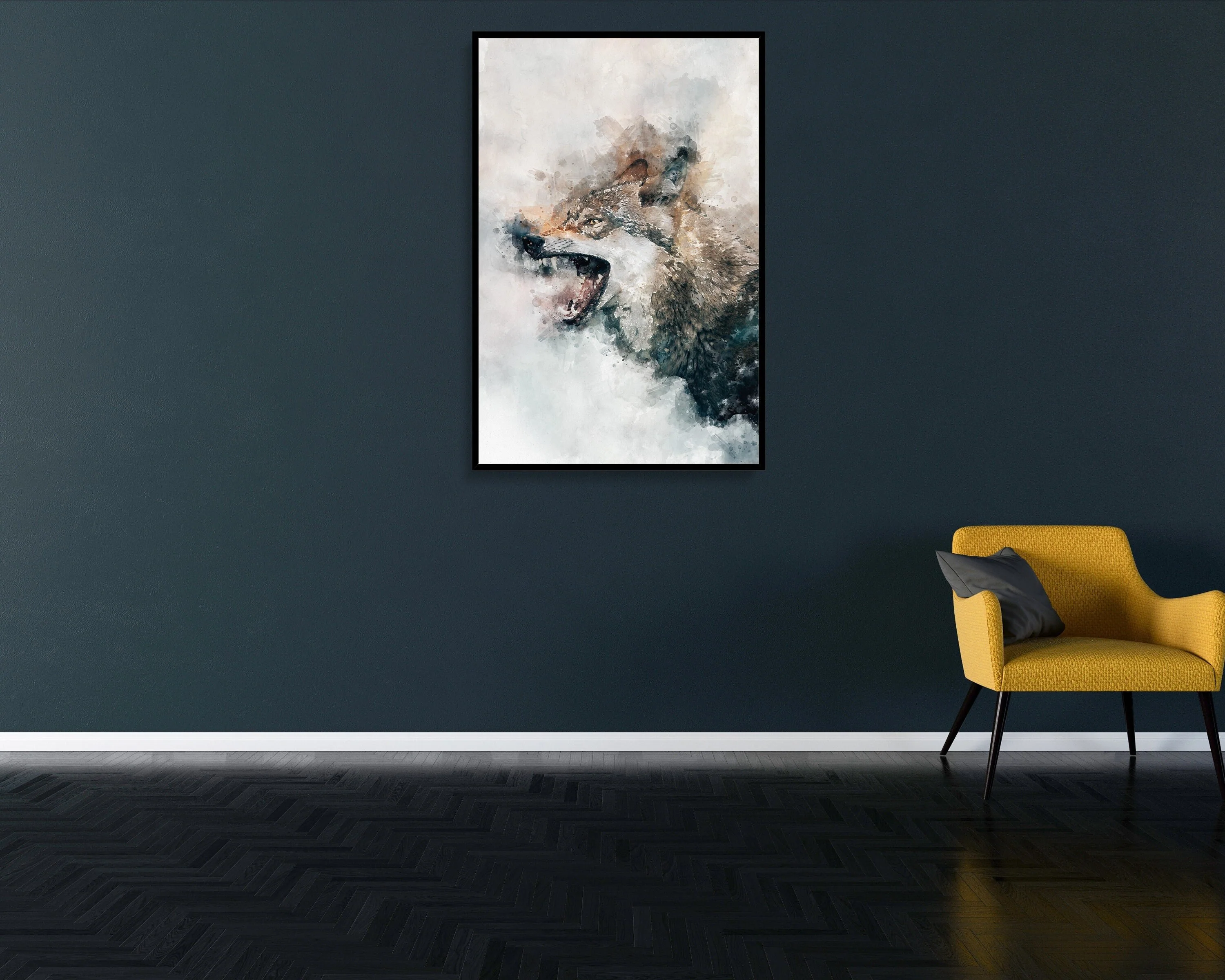 Grey Wolf Poster Water Art Styled Alpha Fangs Large Wall Art Perfect Gift Home Decor, Premium Quality, Animal Poster Print From A4 - A0 - Image 4