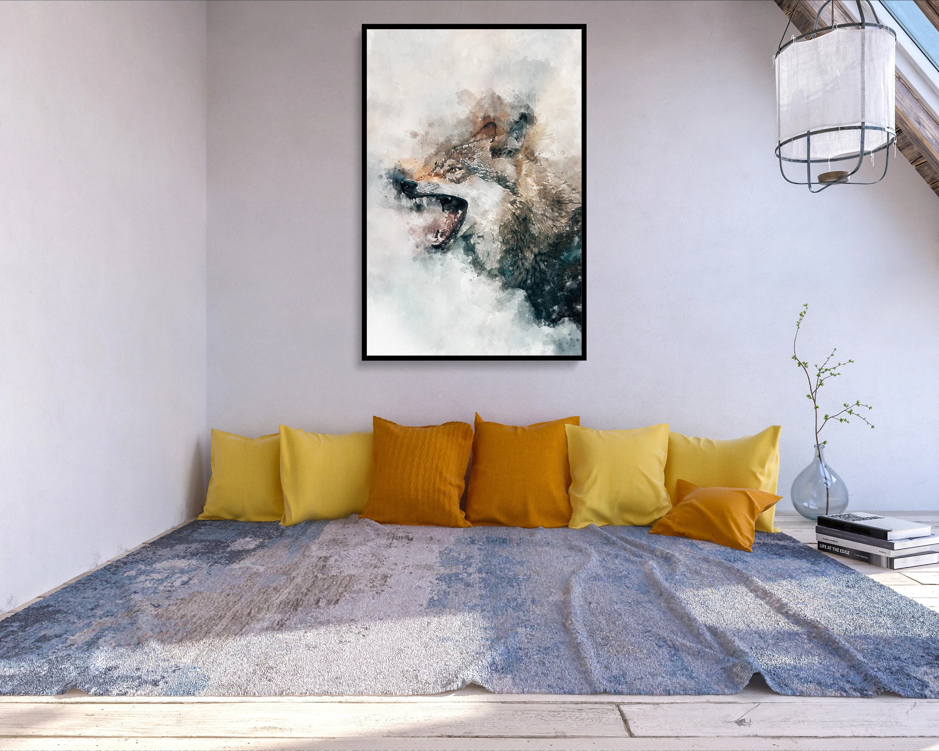 Grey Wolf Poster Water Art Styled Alpha Fangs Large Wall Art Perfect Gift Home Decor, Premium Quality, Animal Poster Print From A4 - A0 - Image 7