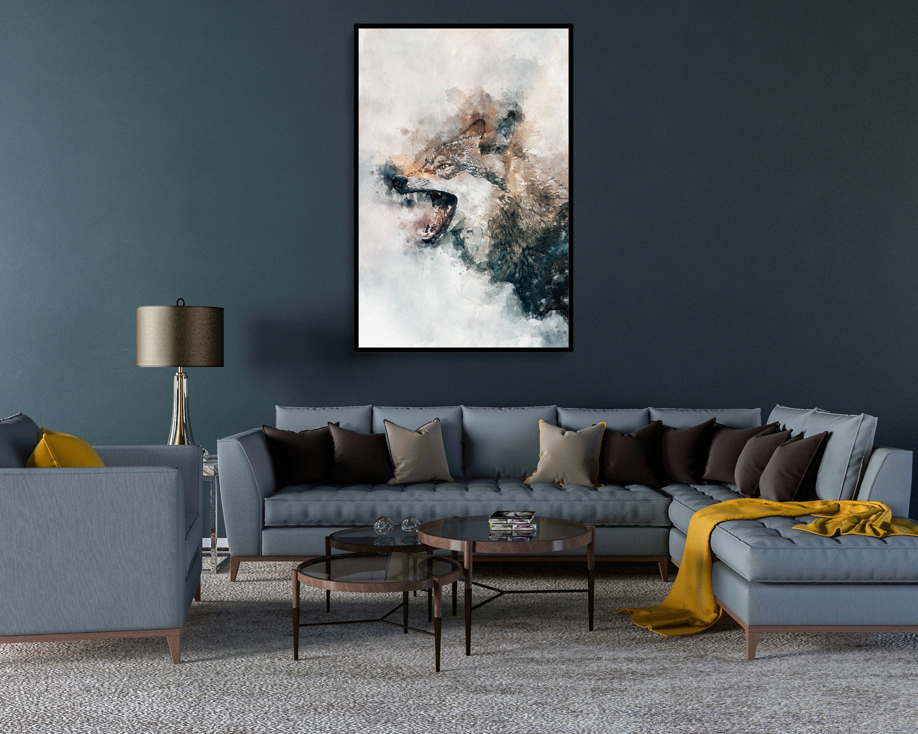 Grey Wolf Poster Water Art Styled Alpha Fangs Large Wall Art Perfect Gift Home Decor, Premium Quality, Animal Poster Print From A4 - A0 - Image 8