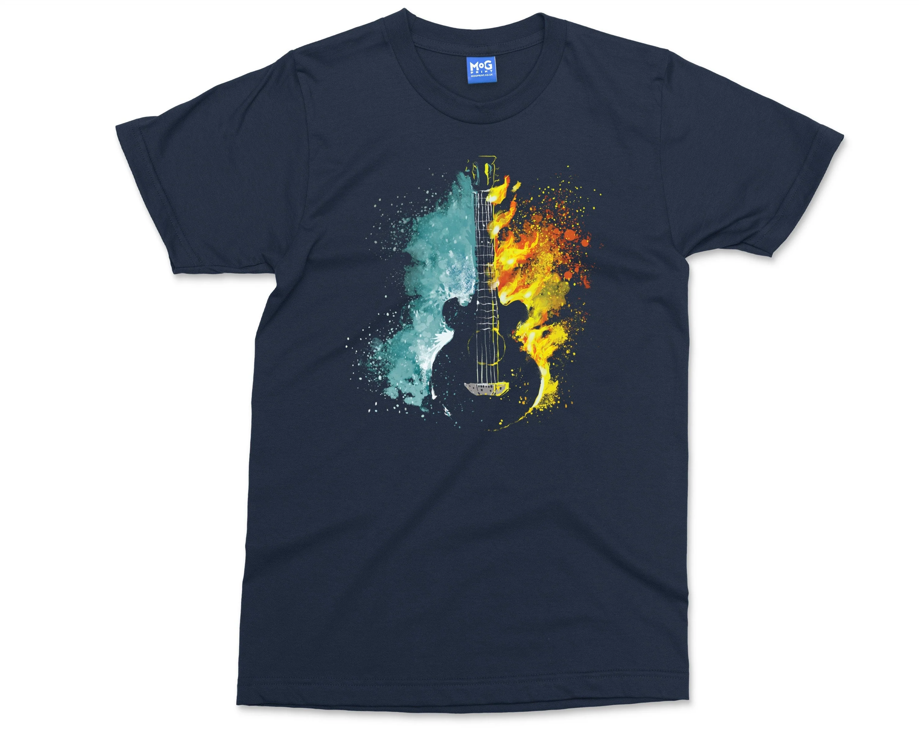 Guitar Fire and Water Art T-shirt, Guitar Gifts for Men Women, Electric Guitarist Music T shirt, Musical Guitarist Gift, Unisex Shirt - Image 3