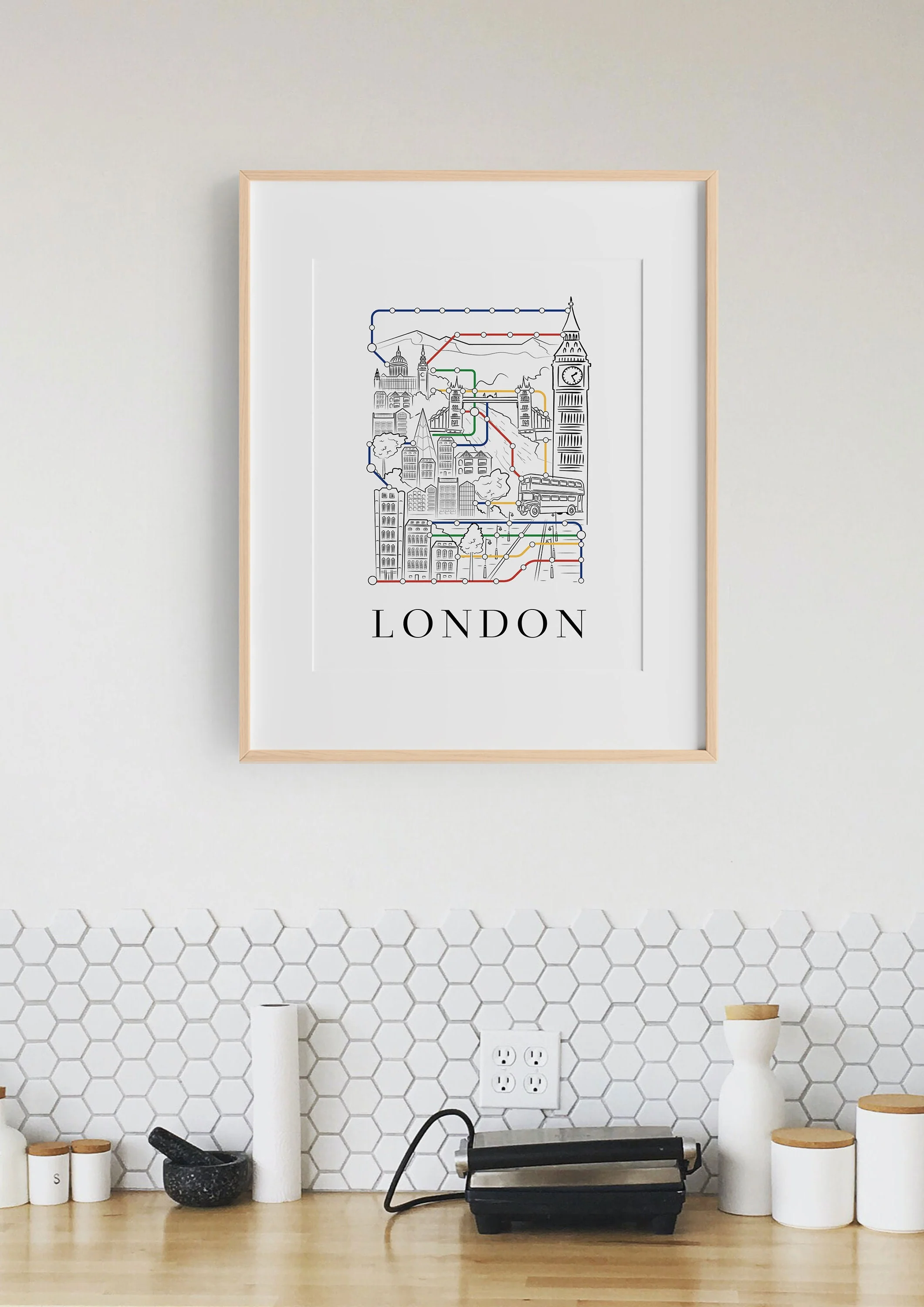 LONDON POSTER, London Wall Art, London Print, London Skyline, London Gifts, London Decor, London Living Room, London Underground Art Poster - Image 3