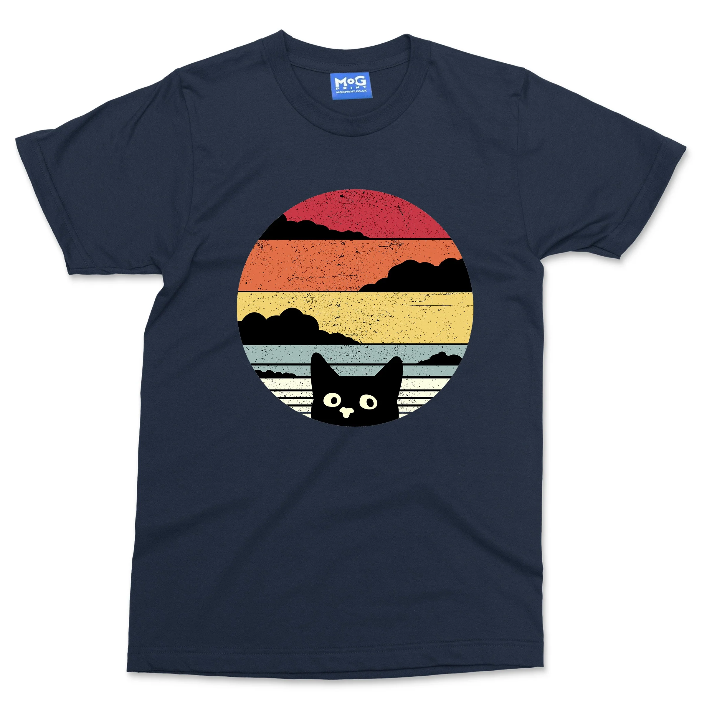 Retro Black Cat Funny T-shirt Pew Pew Vintage Cats Pet Owner Gift Kitty Cat Dad Mum Tee - Image 4