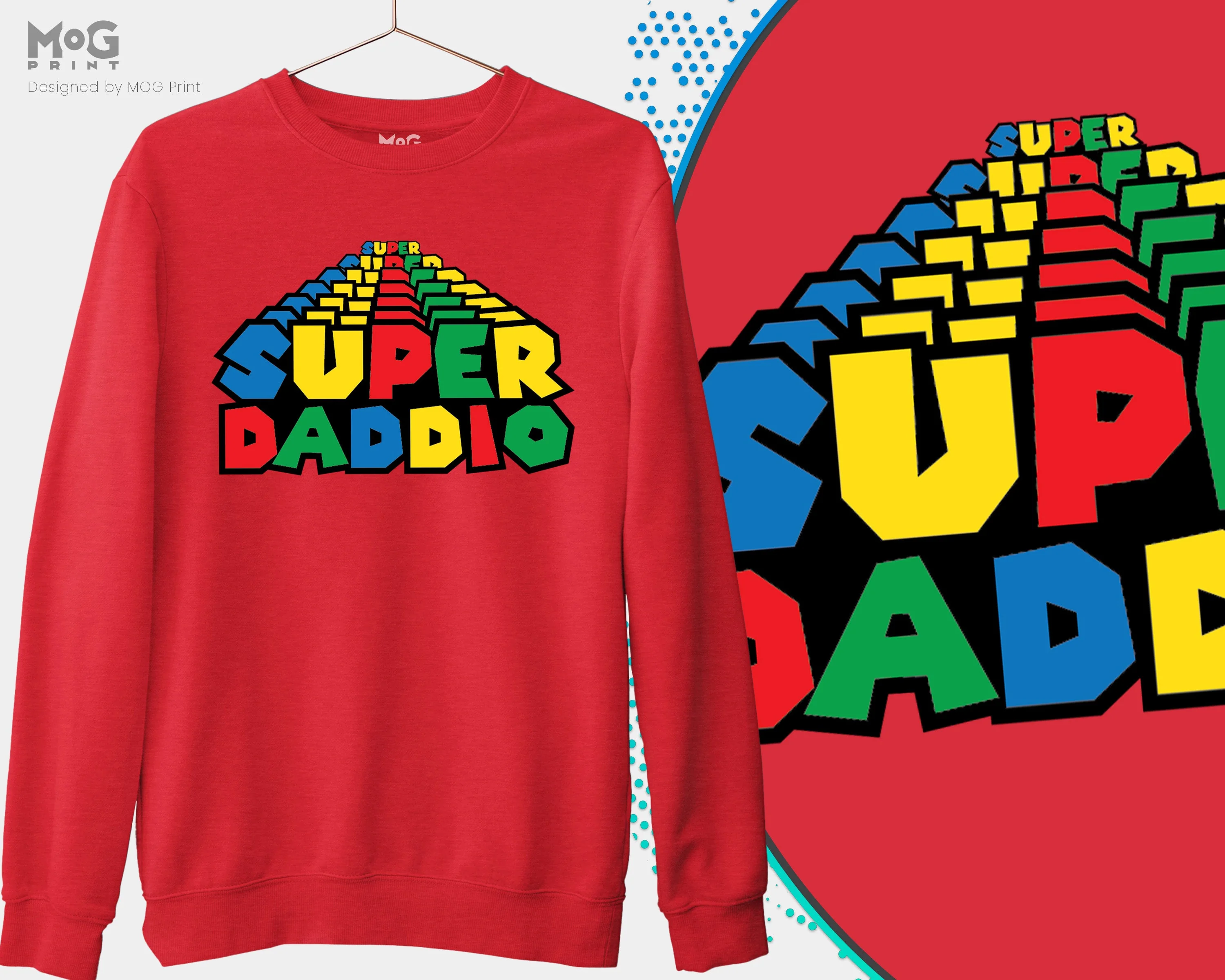 Super Daddio Graphic Sweatshirt Funny Retro Video Game Jumper For Gamer Dad, Cool Daddy Father's Day Gift Sweater For Grandad - Image 3