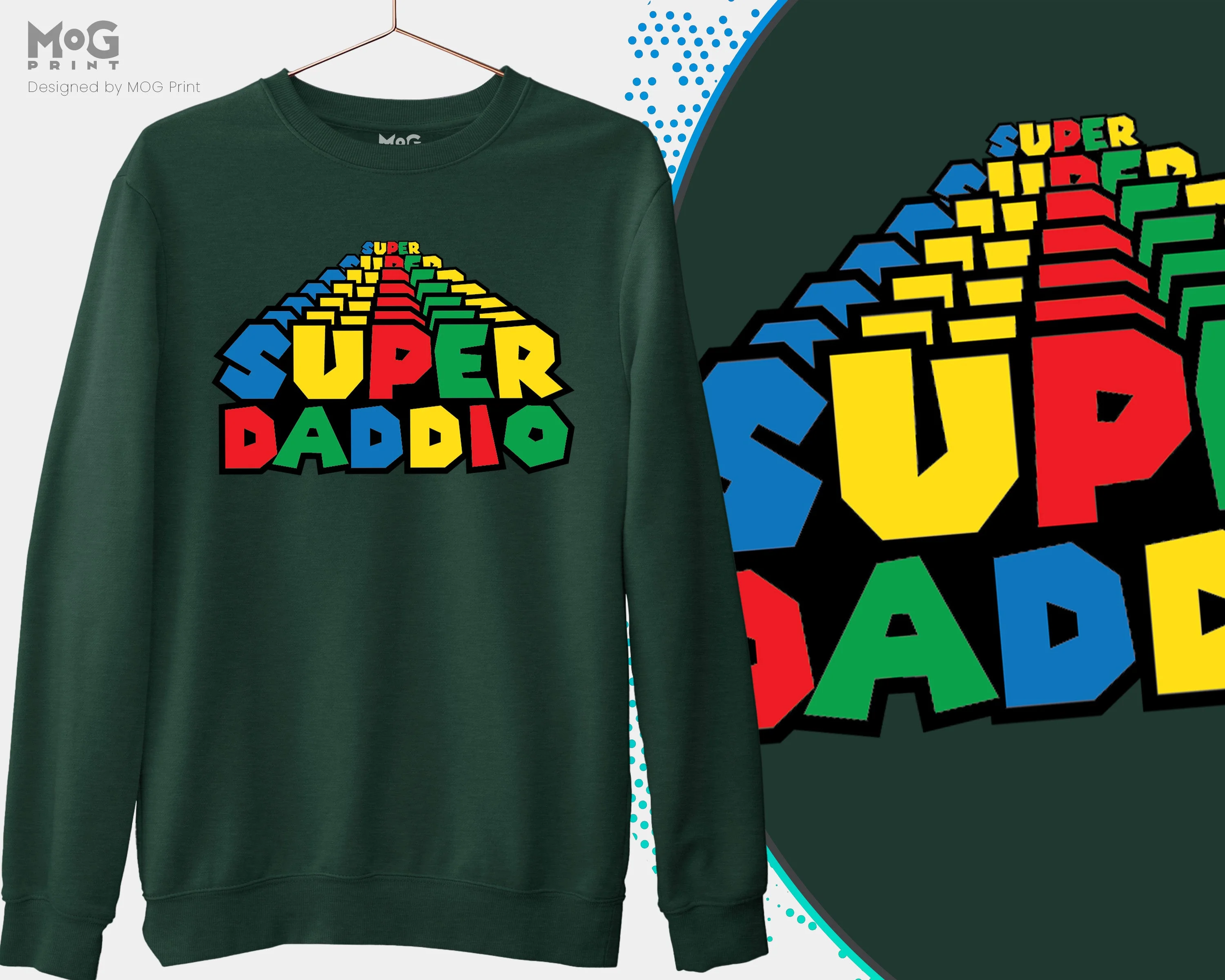 Super Daddio Graphic Sweatshirt Funny Retro Video Game Jumper For Gamer Dad, Cool Daddy Father's Day Gift Sweater For Grandad - Image 4