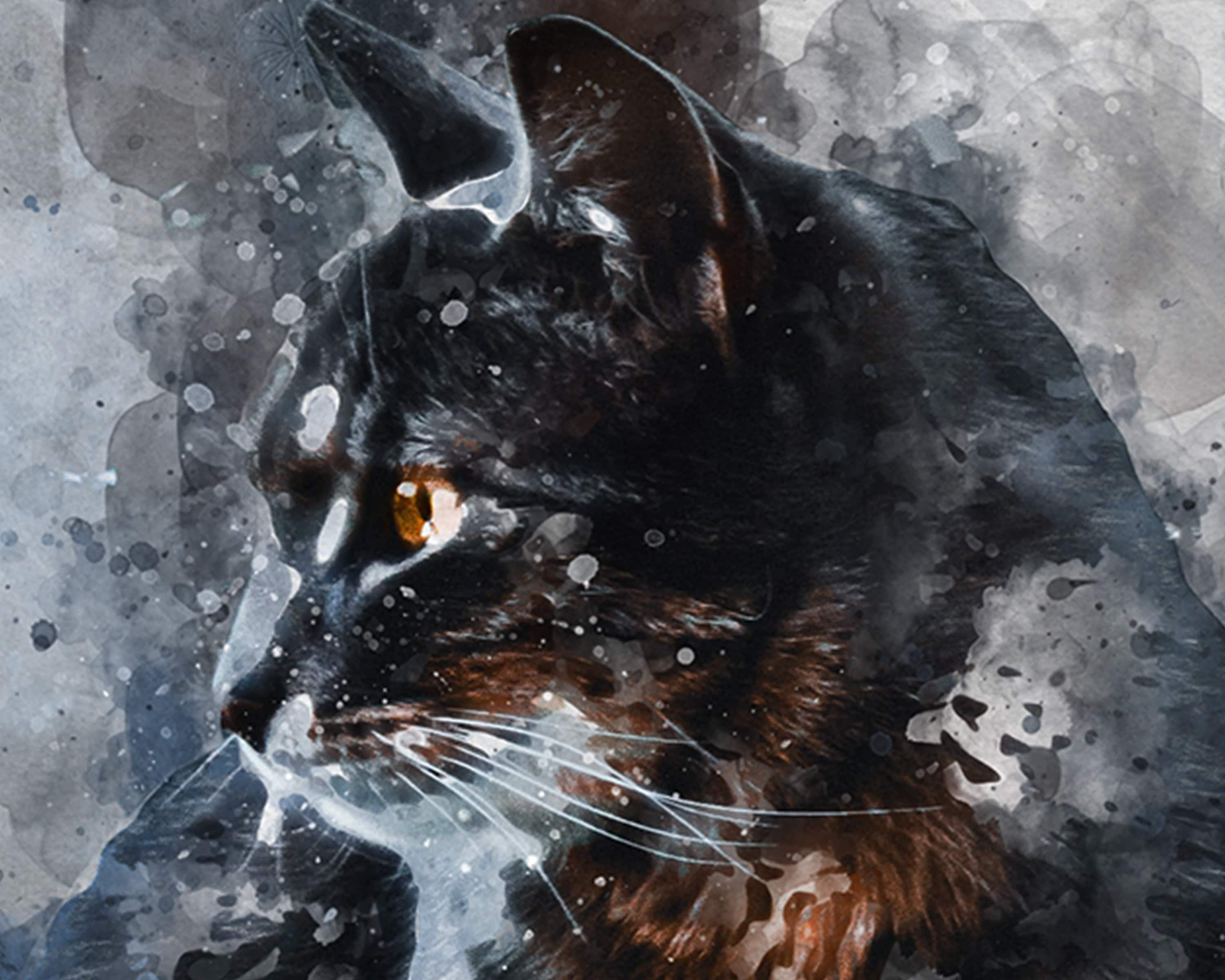 Watercolour Cat Poster Portrait Styled Large Wall Art Poster Perfect Gift Home Decor, Premium Quality, Animal Poster Print from A4 - A0 - Image 3