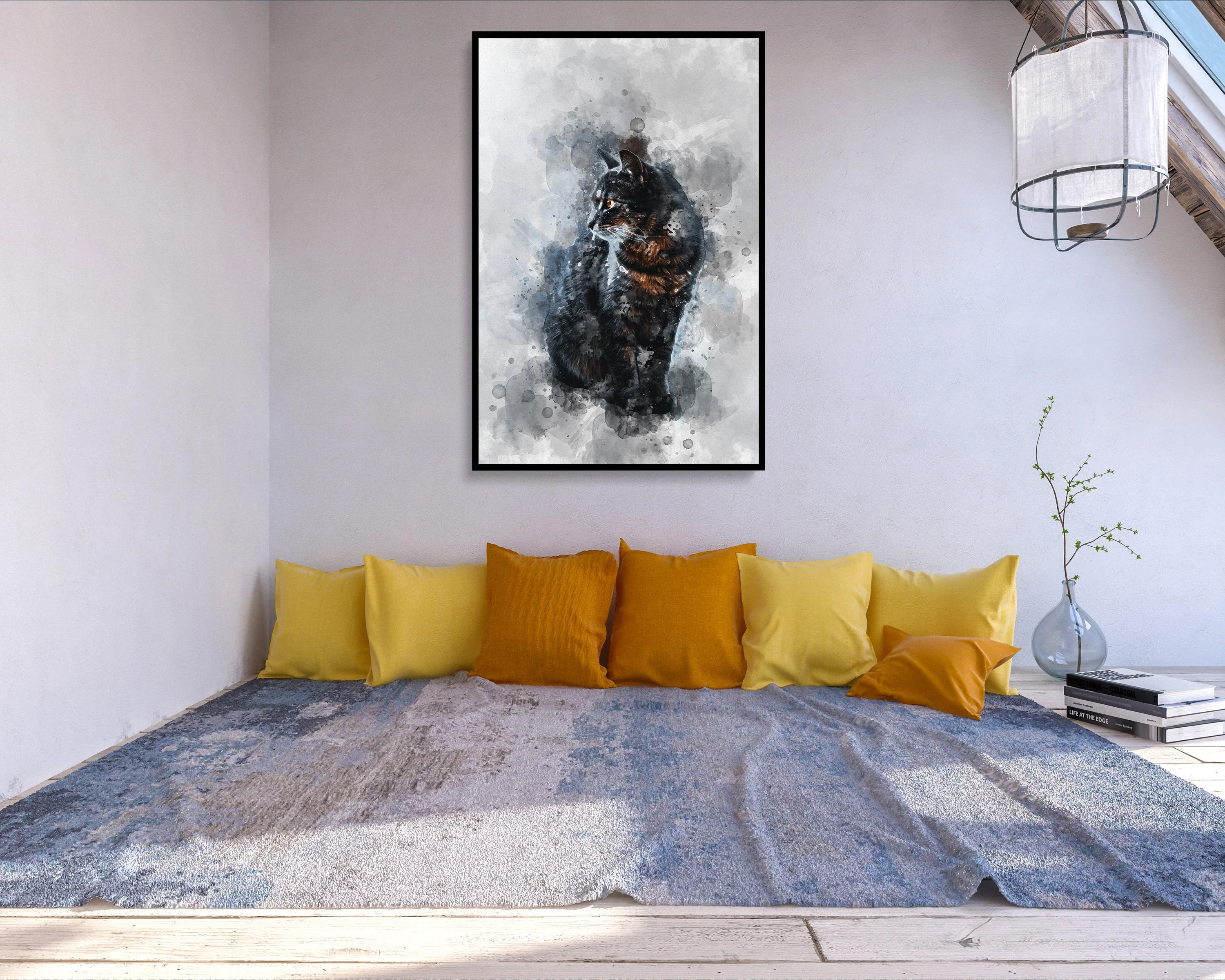Watercolour Cat Poster Portrait Styled Large Wall Art Poster Perfect Gift Home Decor, Premium Quality, Animal Poster Print from A4 - A0 - Image 4