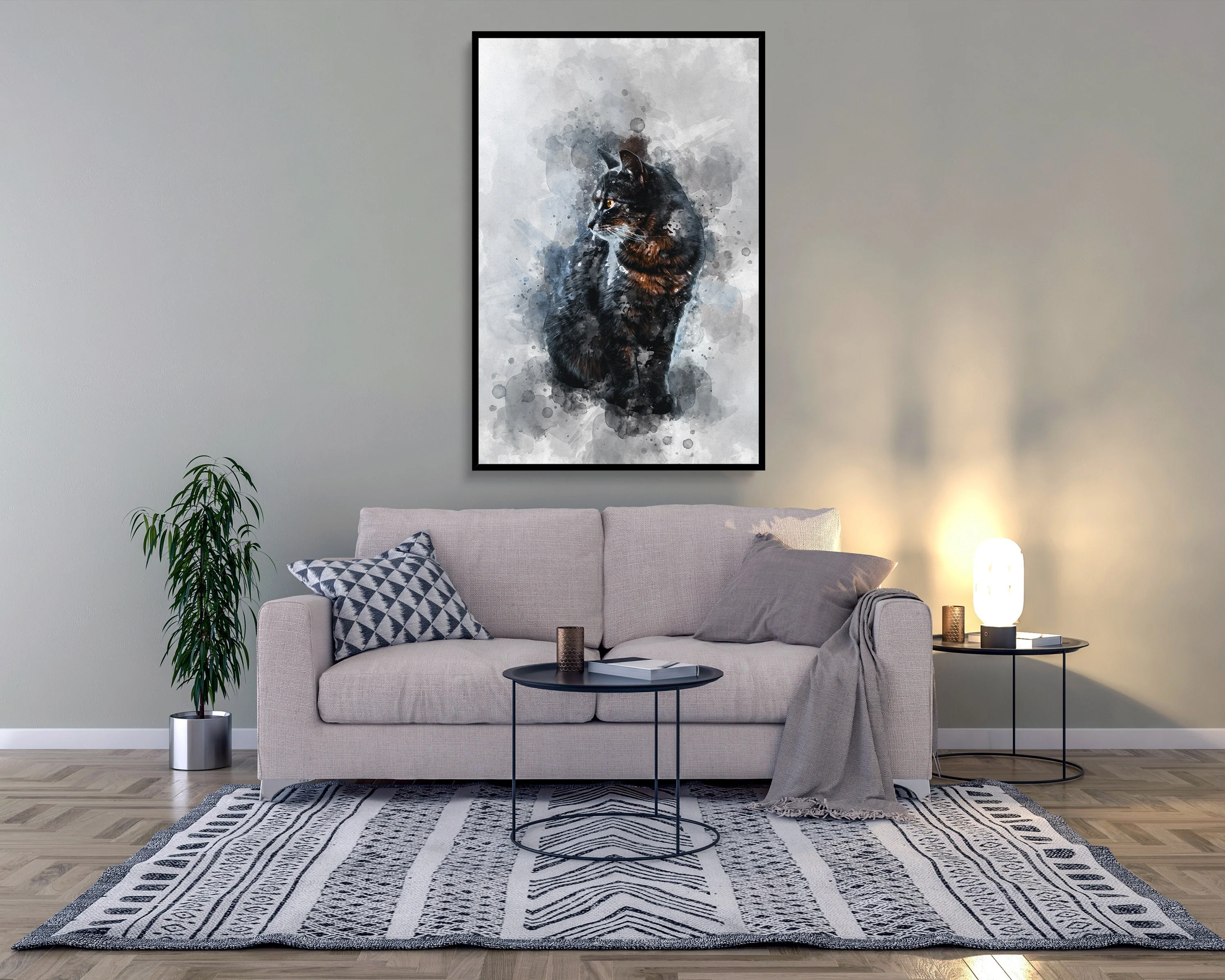 Watercolour Cat Poster Portrait Styled Large Wall Art Poster Perfect Gift Home Decor, Premium Quality, Animal Poster Print from A4 - A0 - Image 6