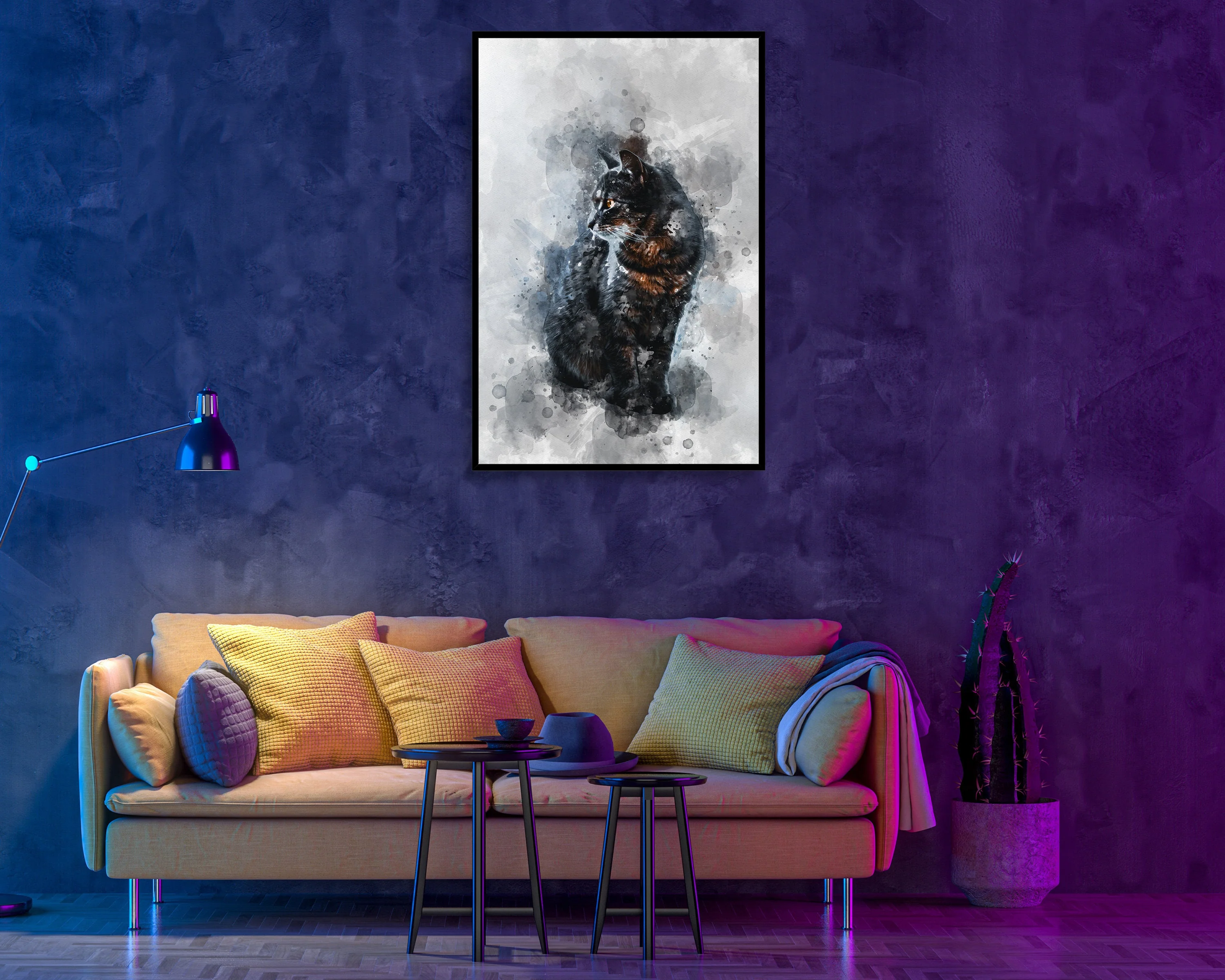 Watercolour Cat Poster Portrait Styled Large Wall Art Poster Perfect Gift Home Decor, Premium Quality, Animal Poster Print from A4 - A0 - Image 7