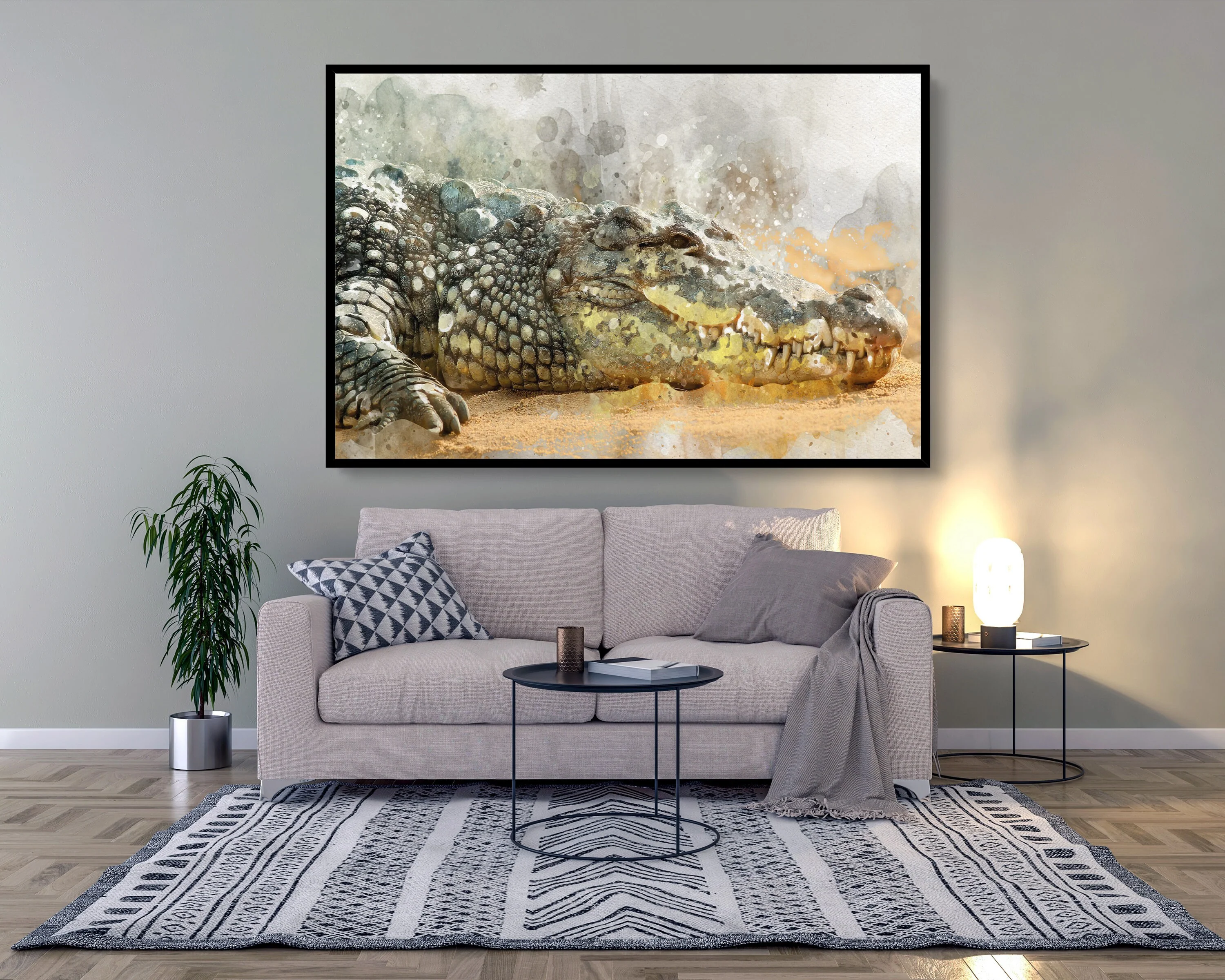 Watercolour Crocodile Poster Portrait Styled Large Wall Art Poster Perfect Gift Home Decocrocodile poster, r, Premium Quality, Animal Poster Print A4 - A0 - Image 2