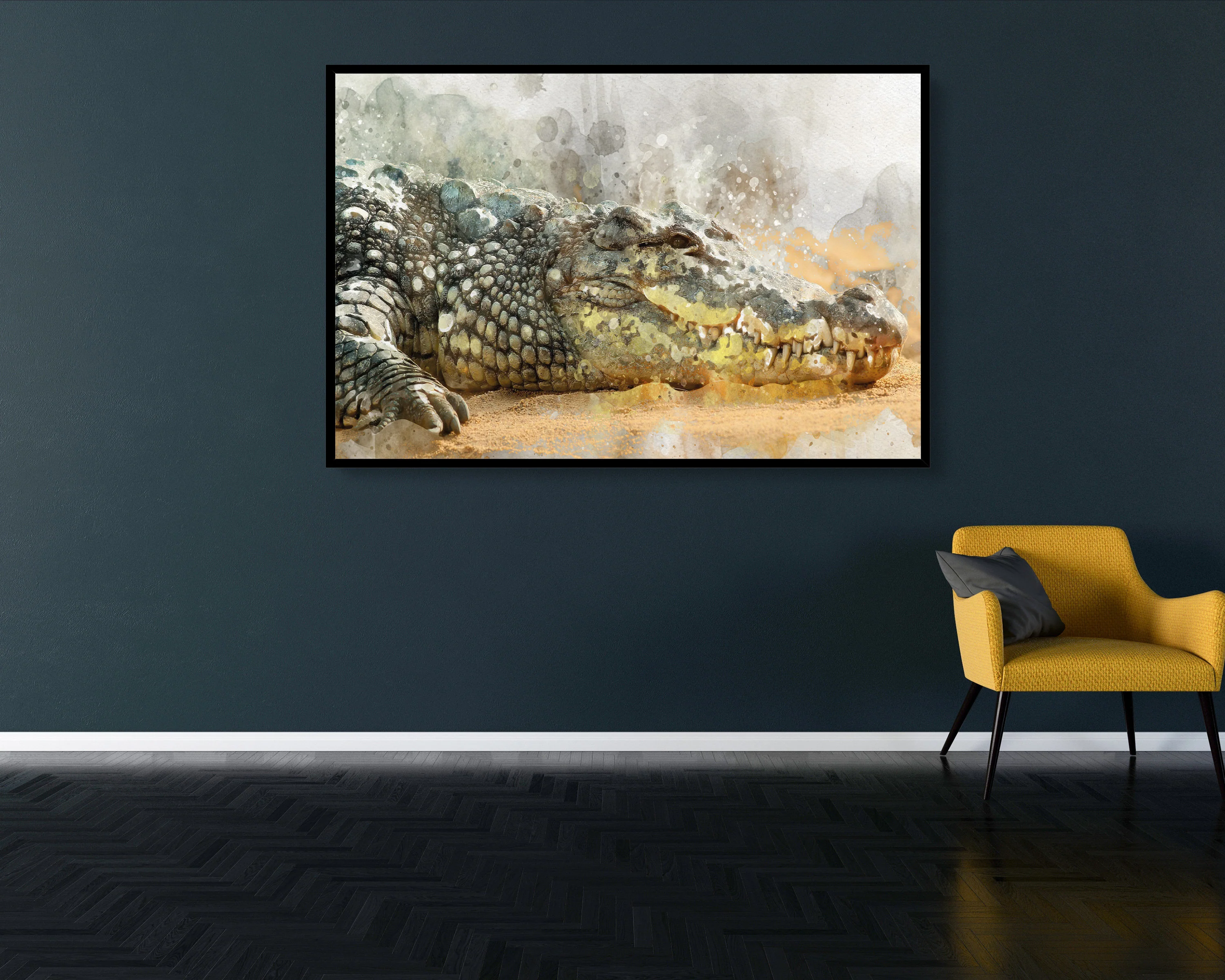 Watercolour Crocodile Poster Portrait Styled Large Wall Art Poster Perfect Gift Home Decocrocodile poster, r, Premium Quality, Animal Poster Print A4 - A0 - Image 3