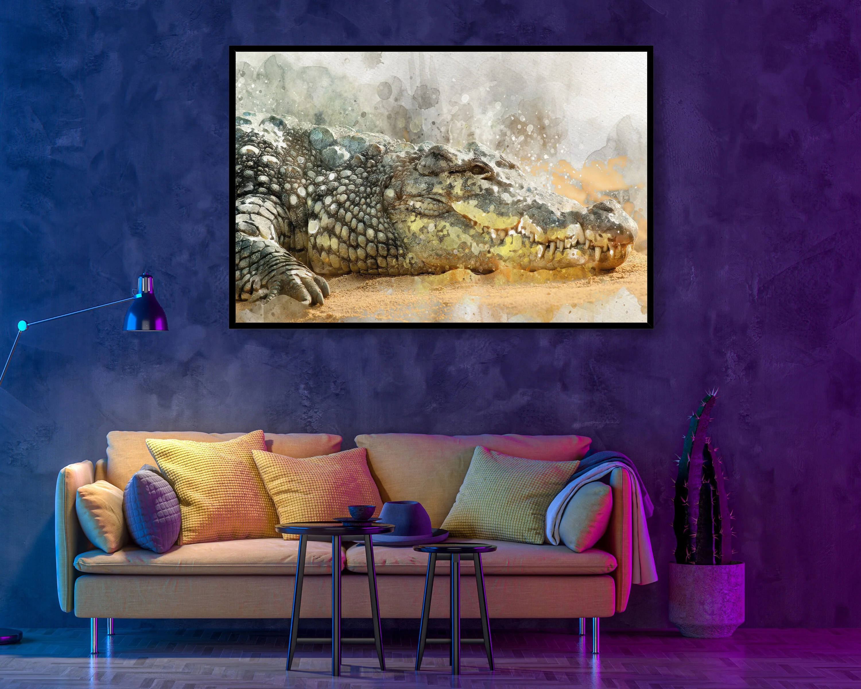 Watercolour Crocodile Poster Portrait Styled Large Wall Art Poster Perfect Gift Home Decocrocodile poster, r, Premium Quality, Animal Poster Print A4 - A0 - Image 4