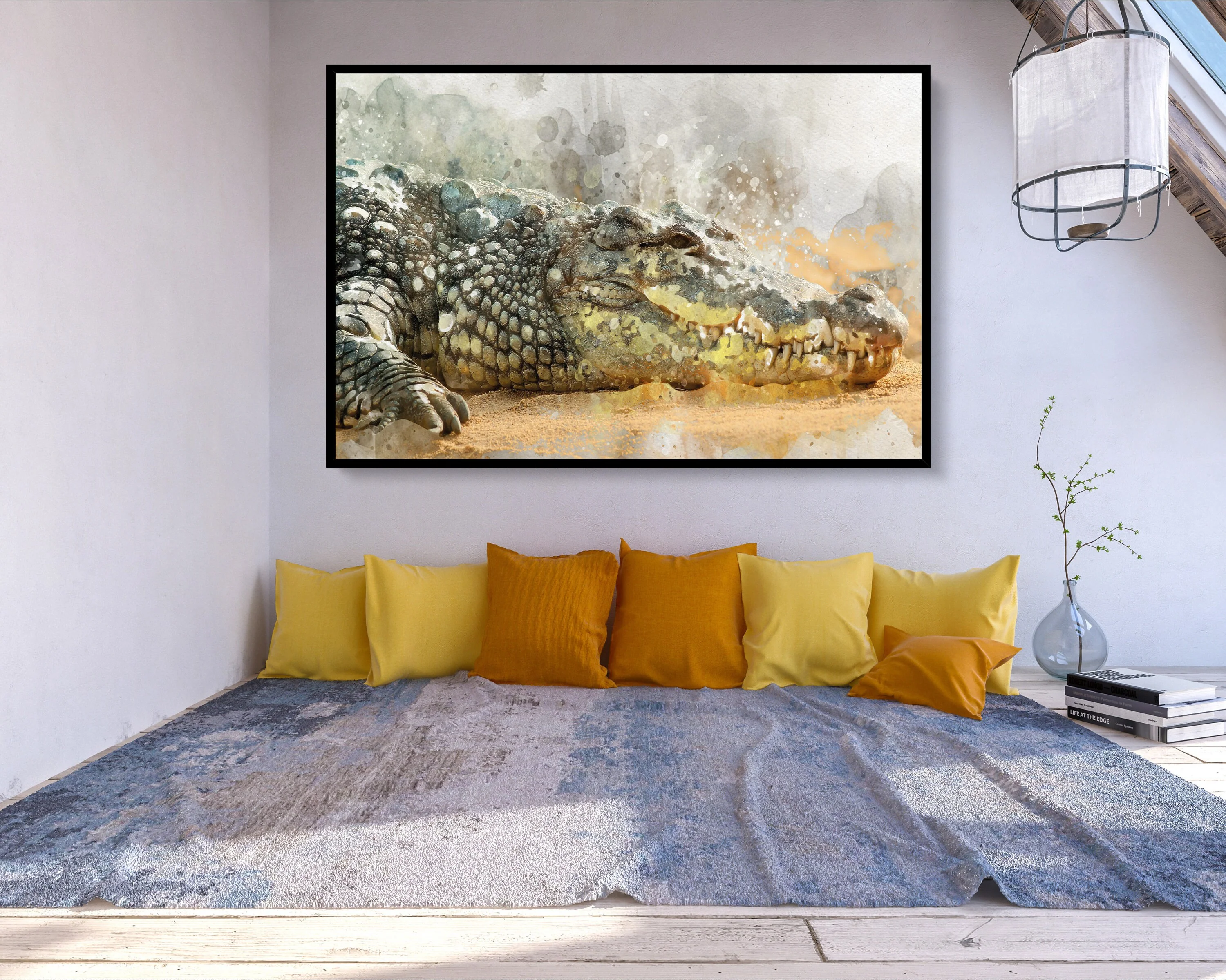 Watercolour Crocodile Poster Portrait Styled Large Wall Art Poster Perfect Gift Home Decocrocodile poster, r, Premium Quality, Animal Poster Print A4 - A0 - Image 5