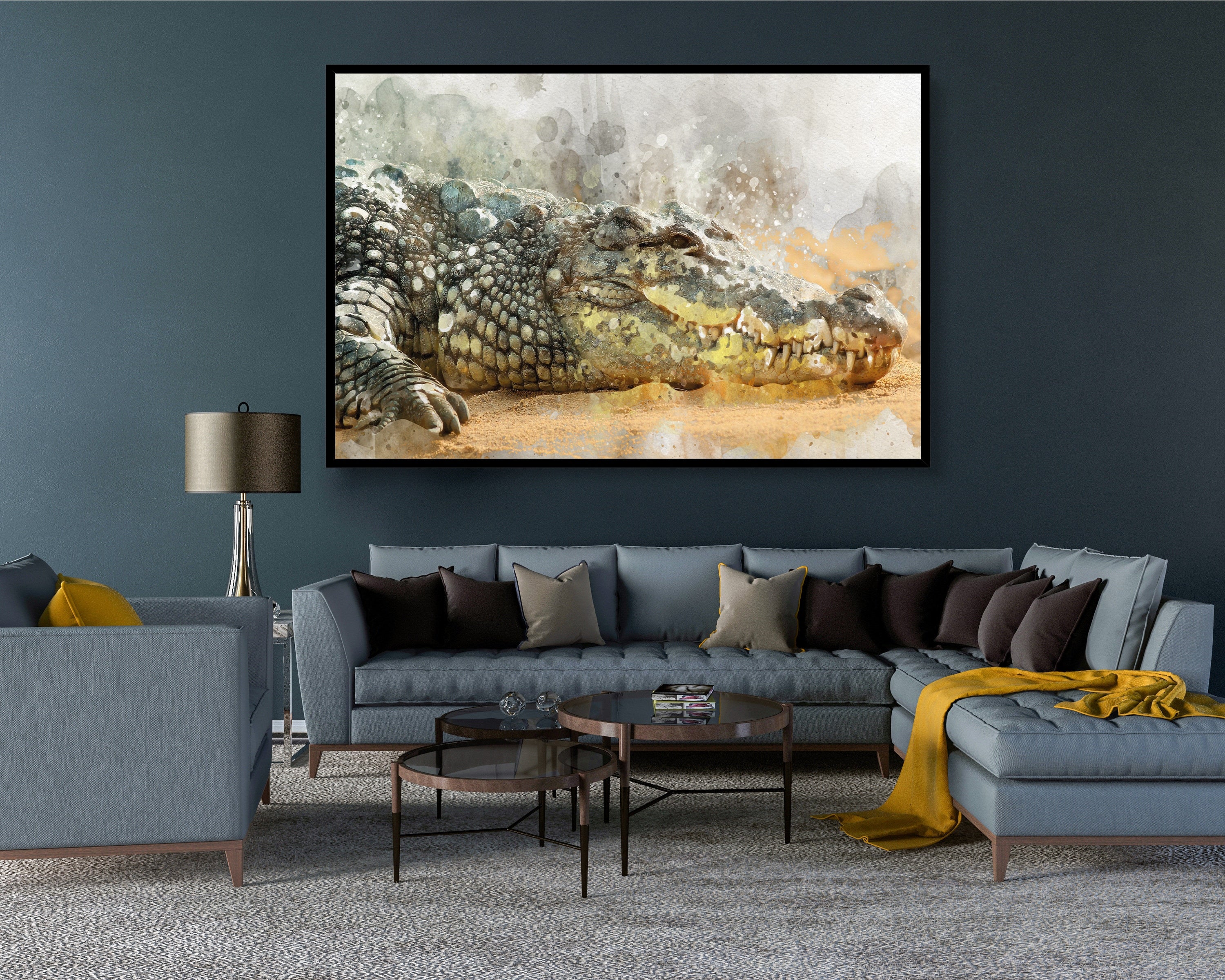 Watercolour Crocodile Poster Portrait Styled Large Wall Art Poster Perfect Gift Home Decocrocodile poster, r, Premium Quality, Animal Poster Print A4 - A0 - Image 6