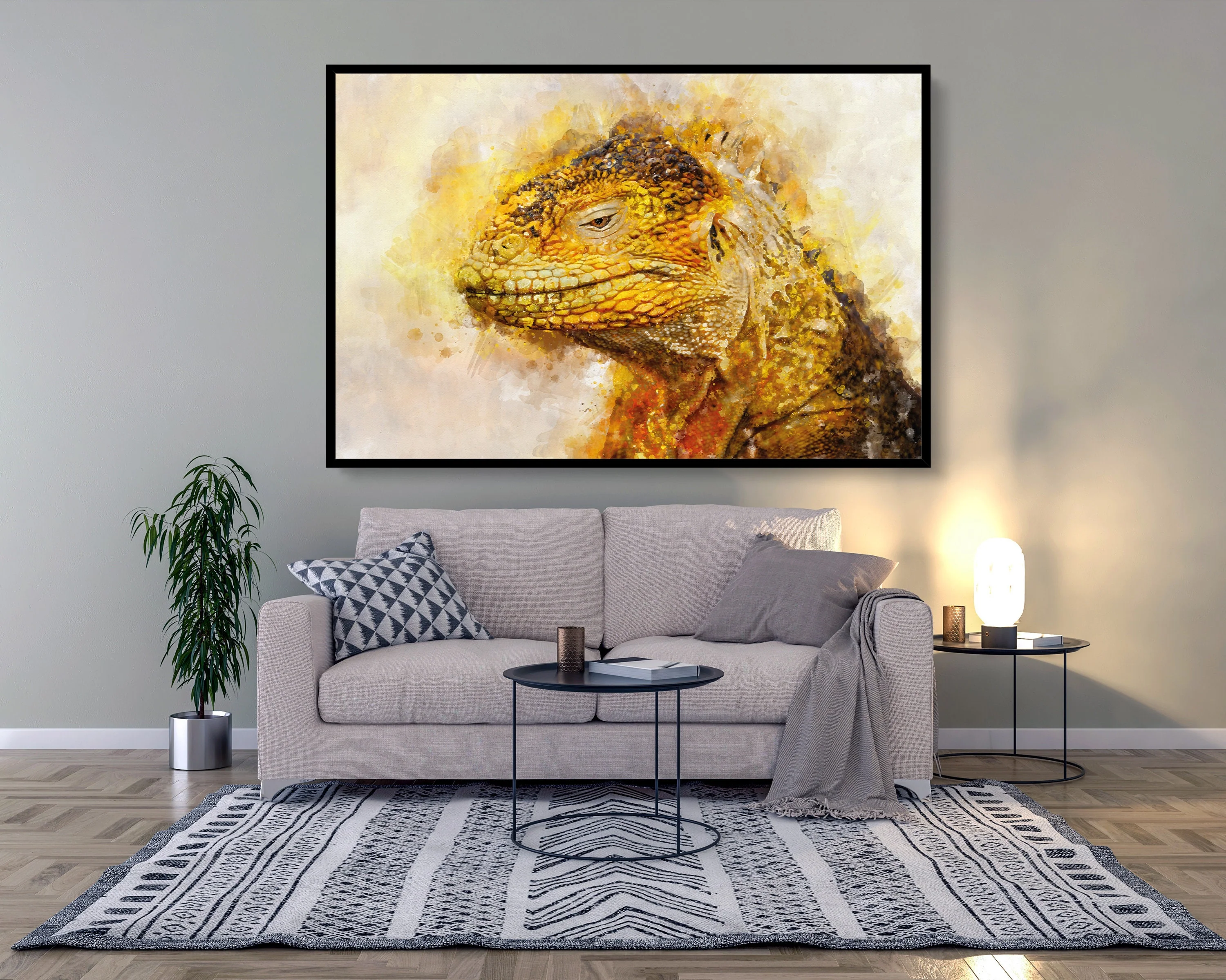 Watercolour Dragon Lizard Poster Portrait Styled Large Wall Art Poster Perfect Gift Home Decor, Premium Quality Animal Poster Print A4 - A0 - Image 3