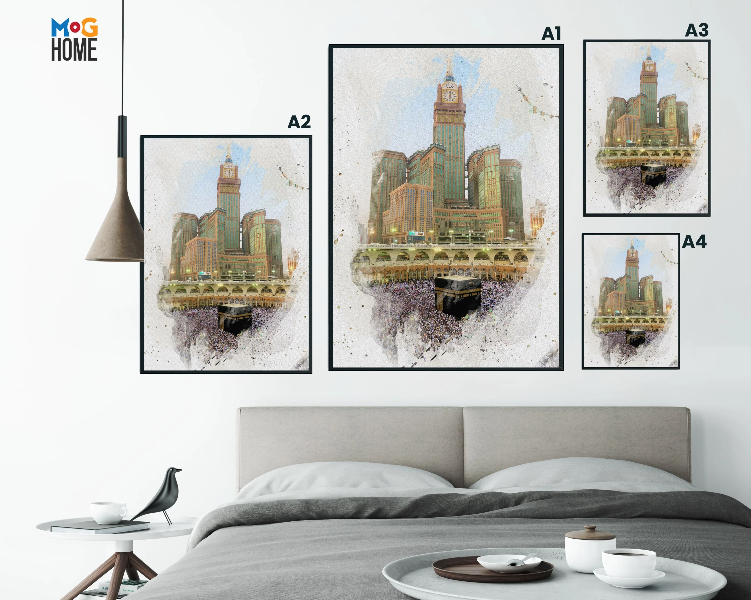 Watercolour Islamic Art Ramadan Eid Posters, 3 Islamic Holy Places, Masjid Al Haram, Masjid An-Nabawi, Masjid Al Aqsa, Wall Art Poster - Image 5