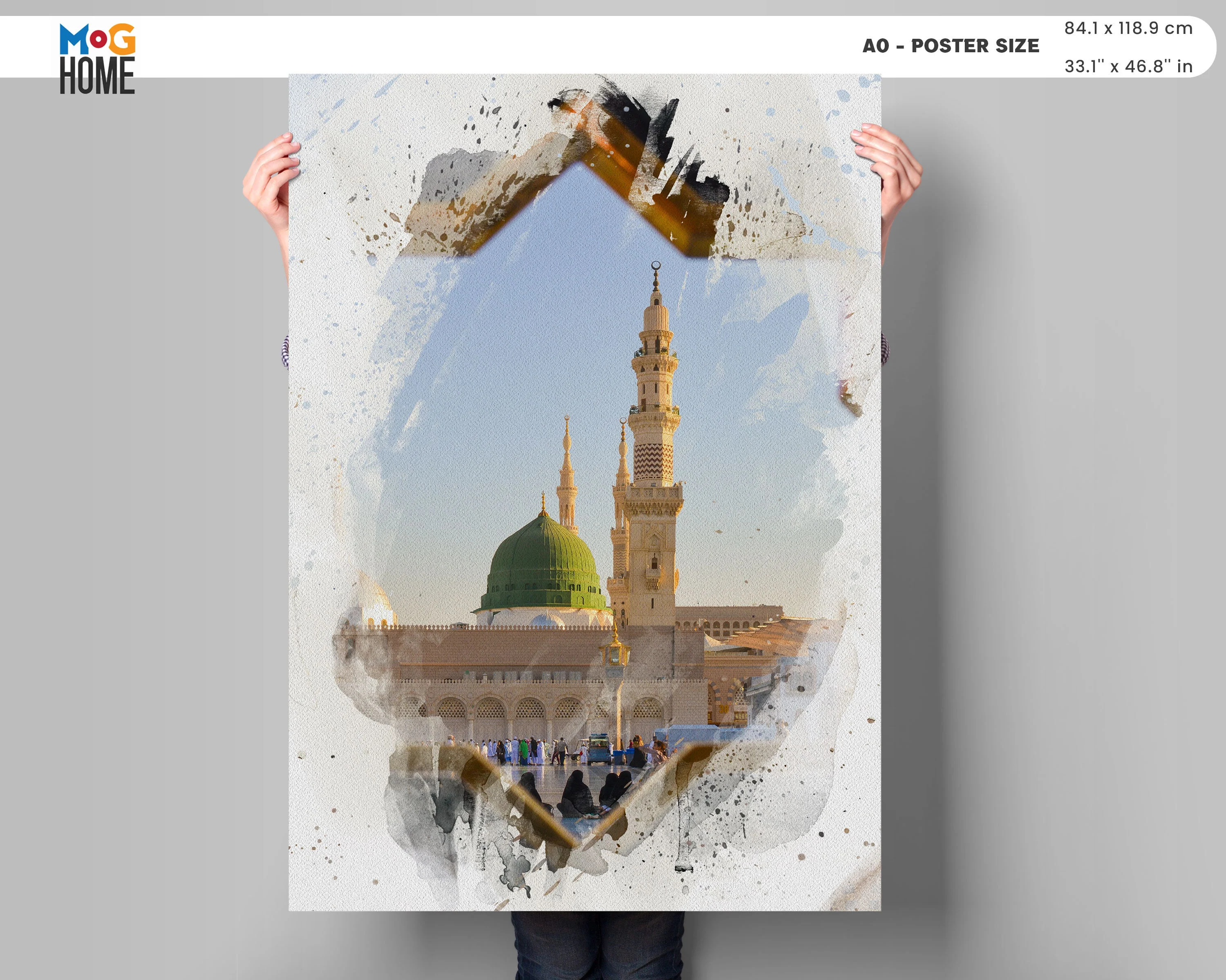 Watercolour Islamic Art Ramadan Eid Posters, 3 Islamic Holy Places, Masjid Al Haram, Masjid An-Nabawi, Masjid Al Aqsa, Wall Art Poster - Image 7